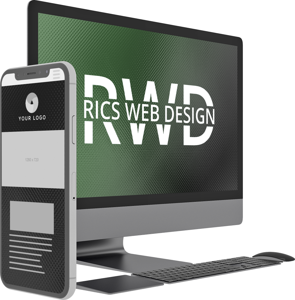 Rics Web Design Monitor and Phone with Logo